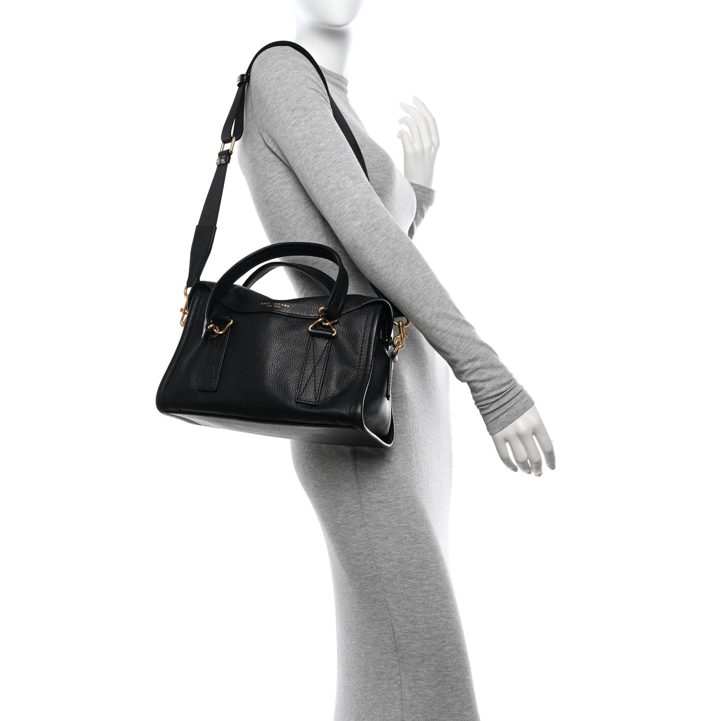 Pebbled Calfskin Wellington Satchel Black
