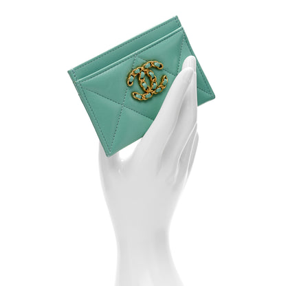 Chanel Shiny Goatskin Quilted 19 Card Holder Light Blue 2 of 9