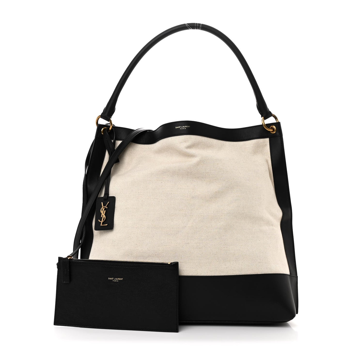 Canvas Calfskin Tag Hobo White Black