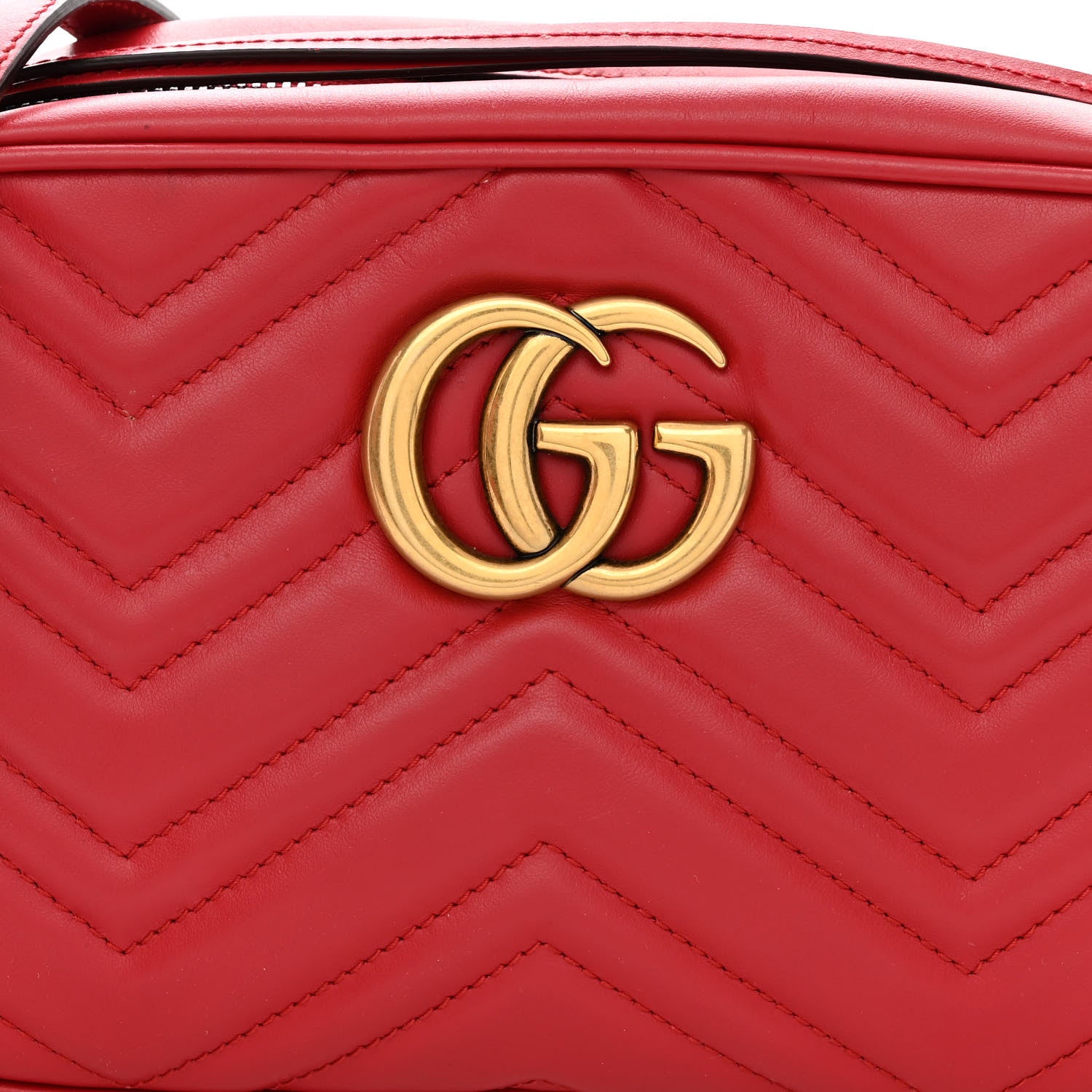 Gucci Calfskin Matelasse Small GG Marmont Chain Shoulder Bag Hibiscus Red 8 of 11