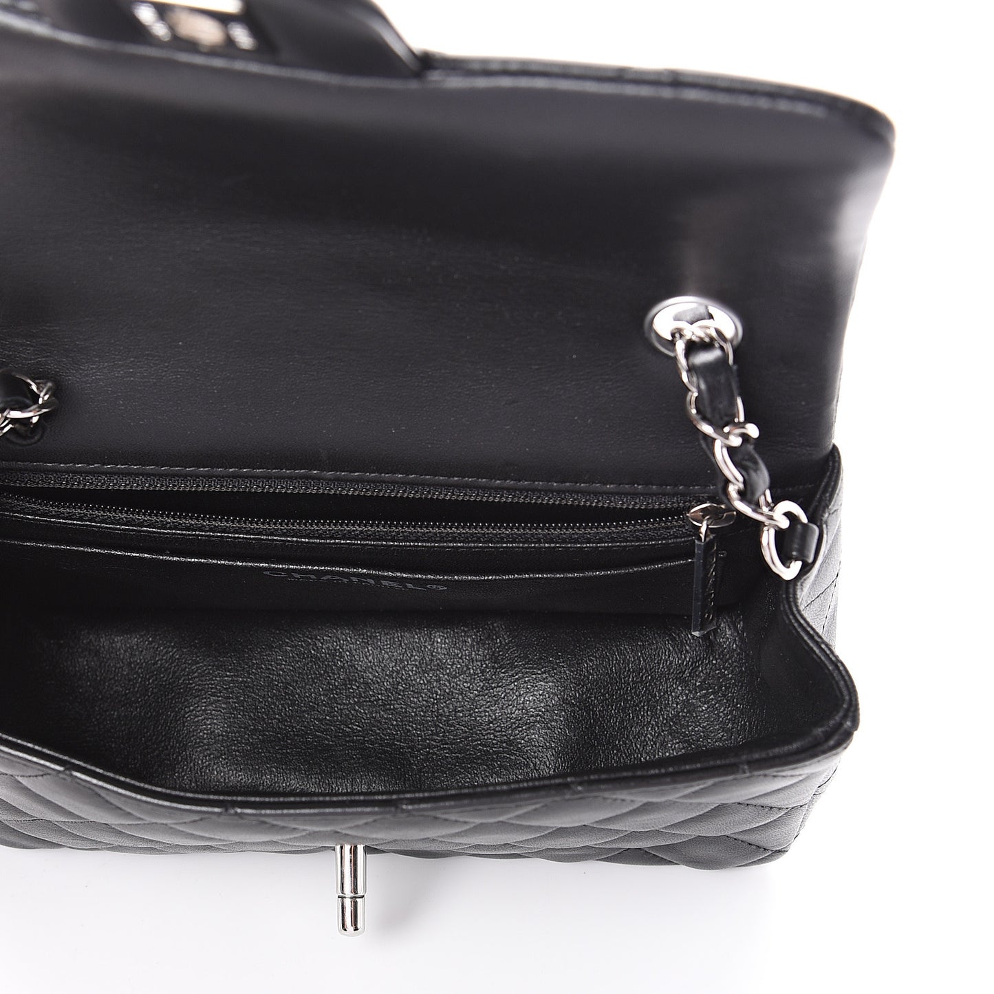 Lambskin Quilted Mini Rectangular Flap Black