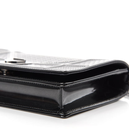 Christian Dior Metallic Patent Micro-Cannage Diorama Wallet on Chain Pouch Onyx Black 7 of 10