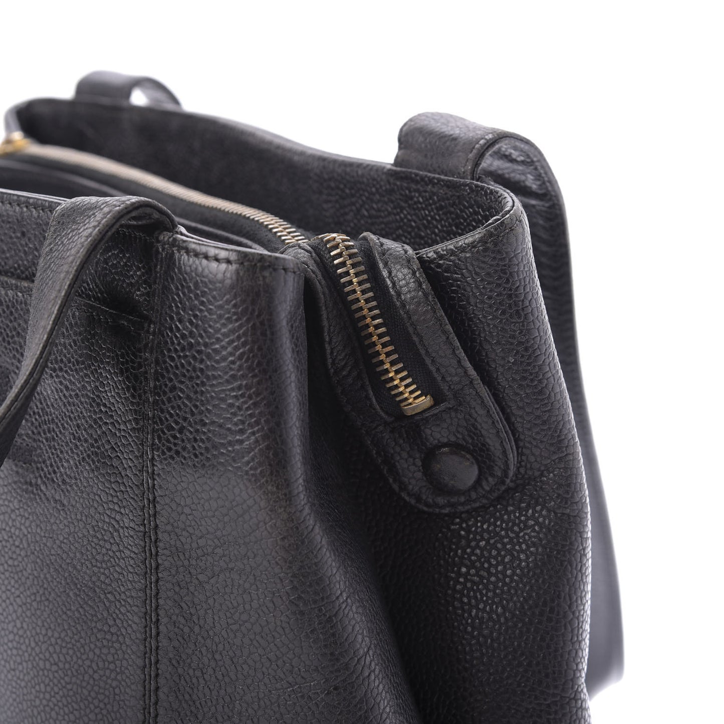 Caviar Embroidered Logo Shoulder Bag Black