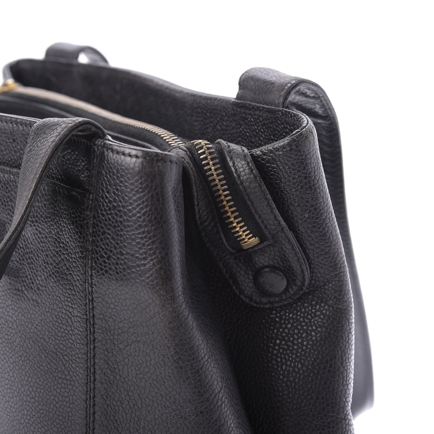 Chanel Caviar Embroidered Logo Shoulder Bag Black 12 of 13