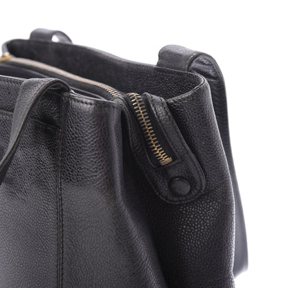 Chanel Caviar Embroidered Logo Shoulder Bag Black 12 of 13