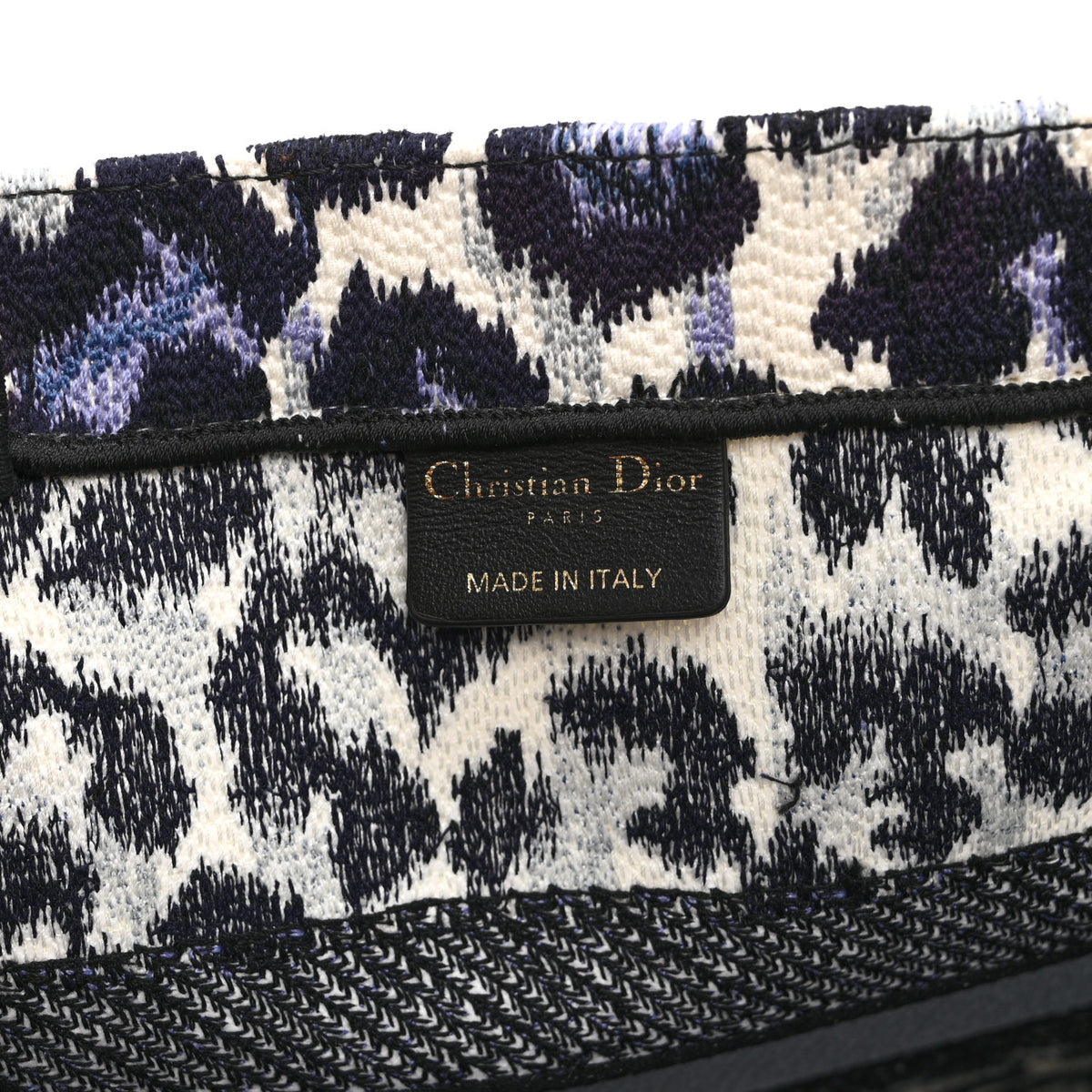 Christian Dior Canvas Mizza Embroidered Medium Leopard Book Tote Purple 6 of 10