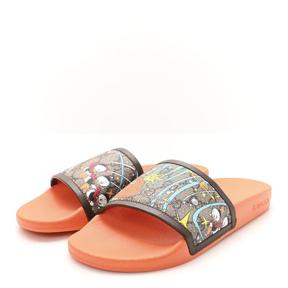 Gucci X DISNEY GG Supreme Monogram Donald Duck Womens Slide Sandals 38 Beige Ebony New Acero 4 of 8