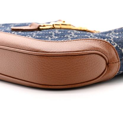 Gucci New Denim GG Monogram Calfskin Small Jackie 1961 Hobo Blue Tea Cuir 11 of 11