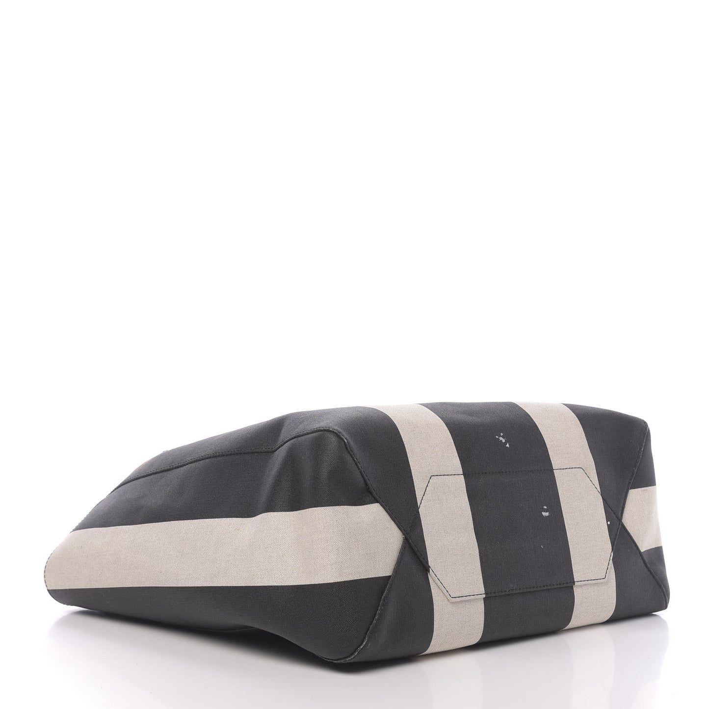 Canvas Stripe Shopper Tote Black White
