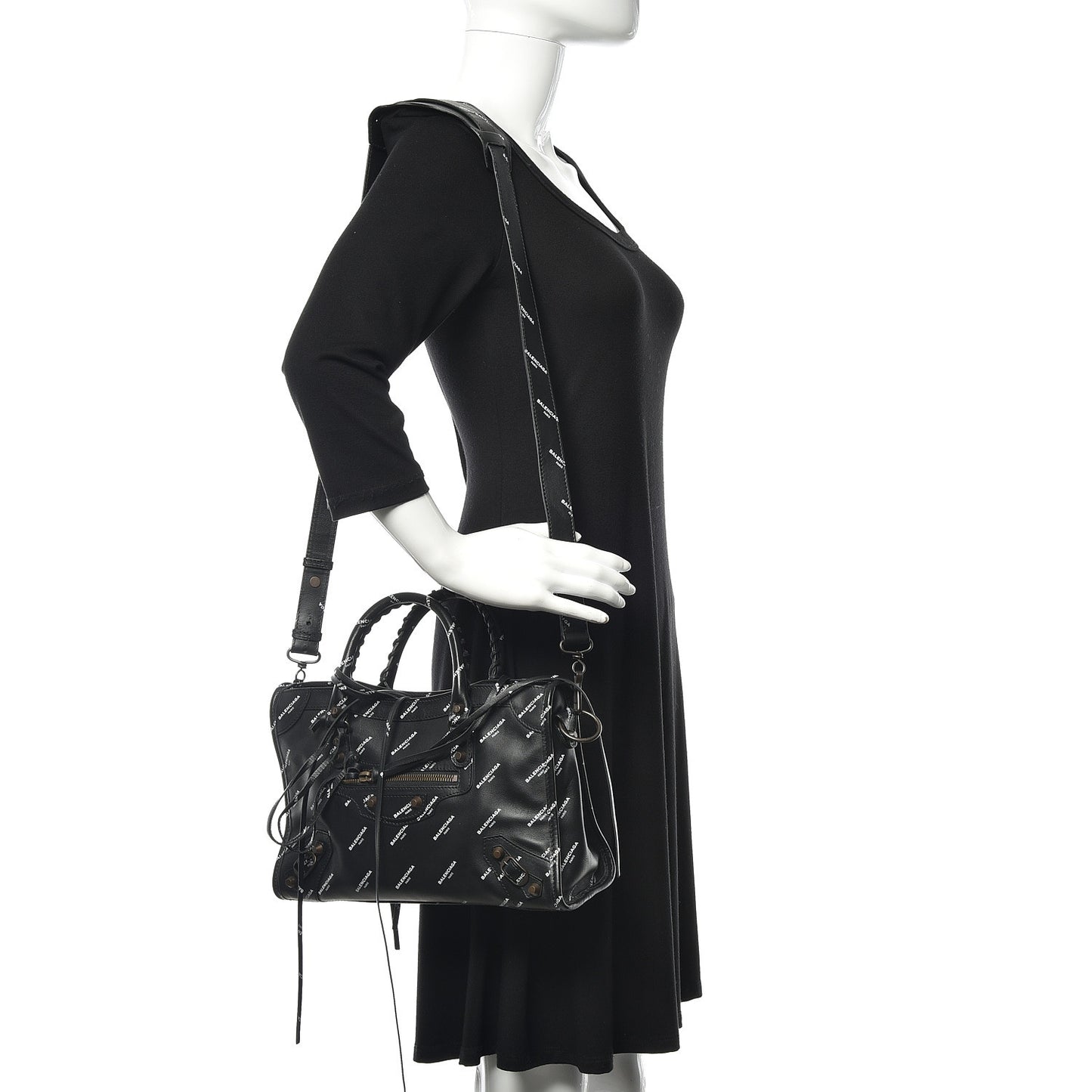 Veau Allover Logo Classic Hardware S City Black White