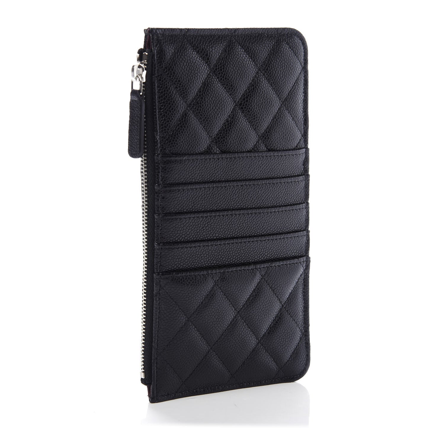 Caviar Quilted Classic Flat Wallet Pouch Black