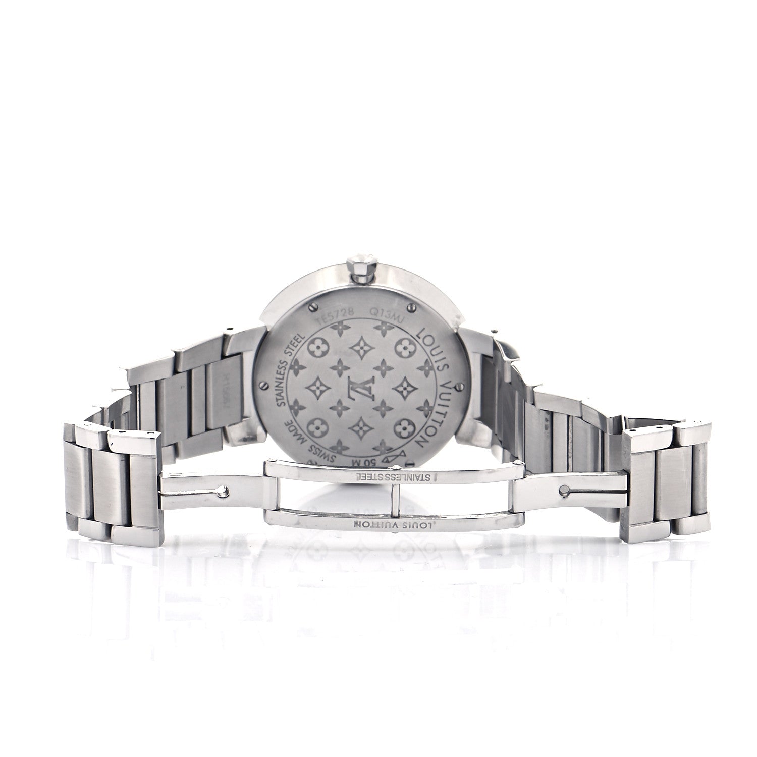 Louis Vuitton Stainless Steel Diamond 33mm Tambour Slim Quartz Watch 5 of 6