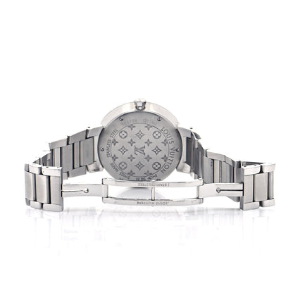Louis Vuitton Stainless Steel Diamond 33mm Tambour Slim Quartz Watch 5 of 6
