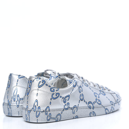 Gucci Miro Rubber Wax GucciGhost Print Mens New Ace Sneakers 9 Silver 4 of 9