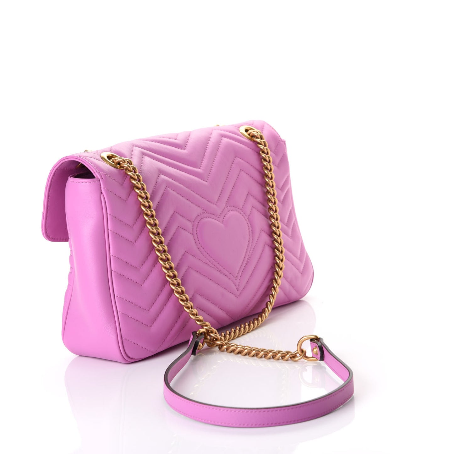 Calfskin Matelasse Medium GG Marmont Shoulder Bag Candy Mousse