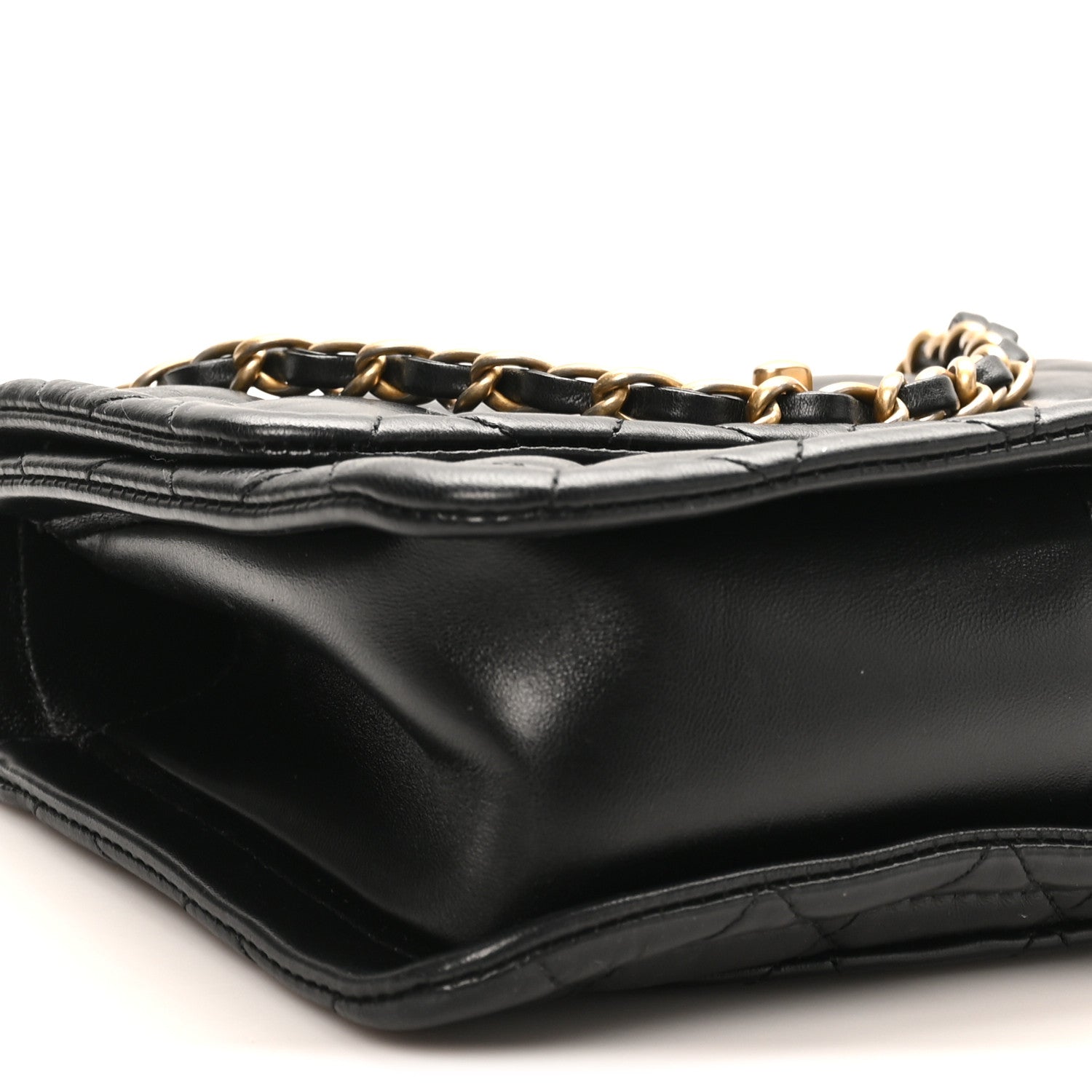 Chanel Shiny Lambskin Flap Clutch With Chain Black 9 of 10