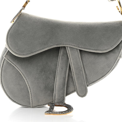 Christian Dior Velvet Crystal Mini Saddle Bag Grey 8 of 11