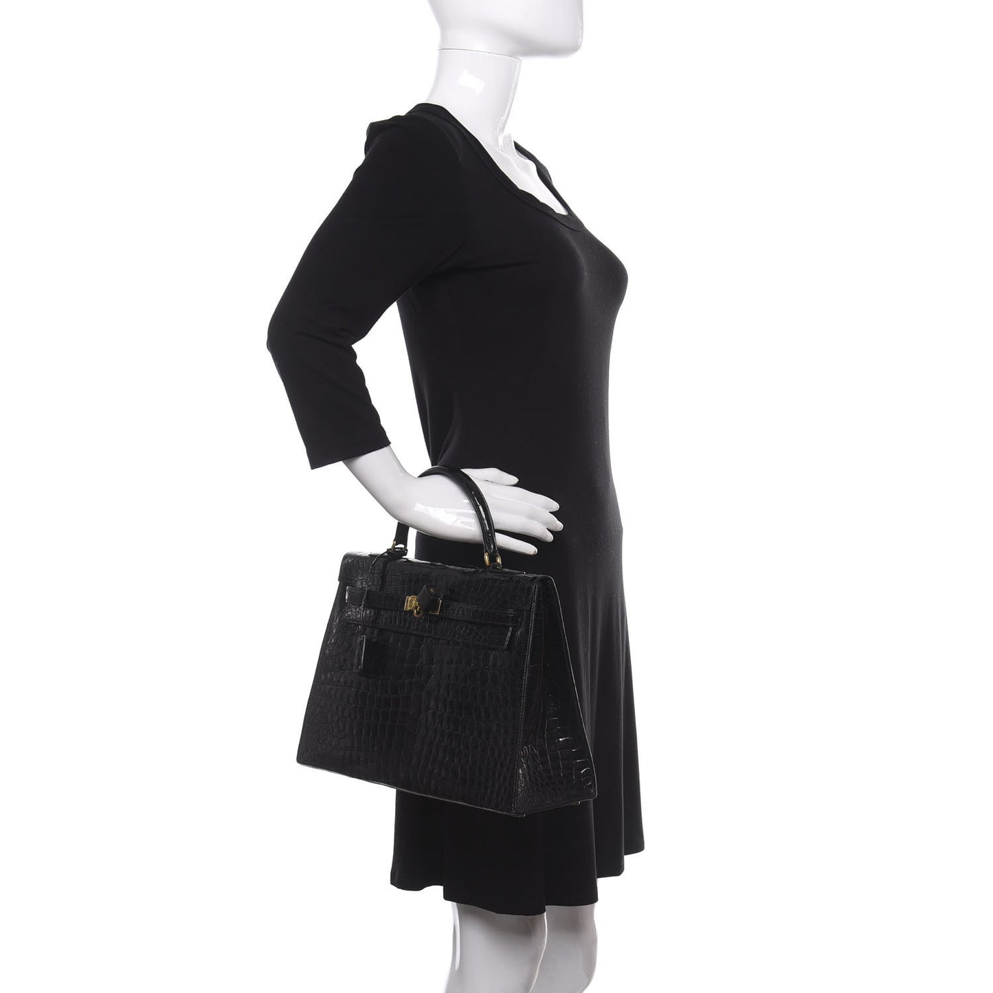 Shiny Crocodile Kelly Sellier 32 Black