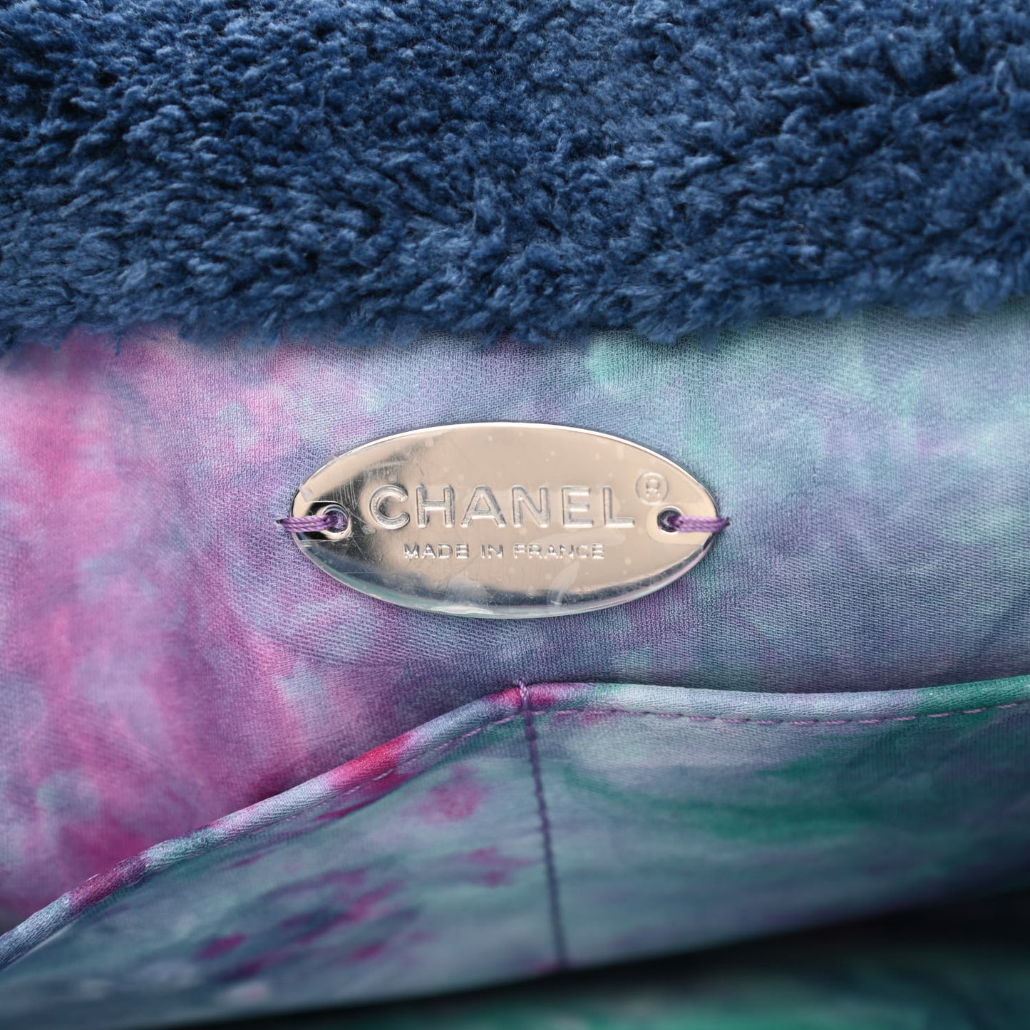 Mixed Fibers Quilted Large Flap Bag Navy Blue