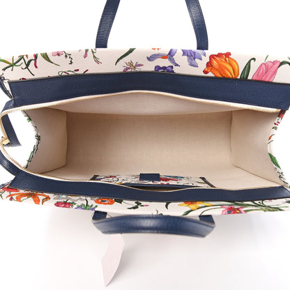Gucci Canvas Large Flora Tote Navy Multicolor 4 of 10