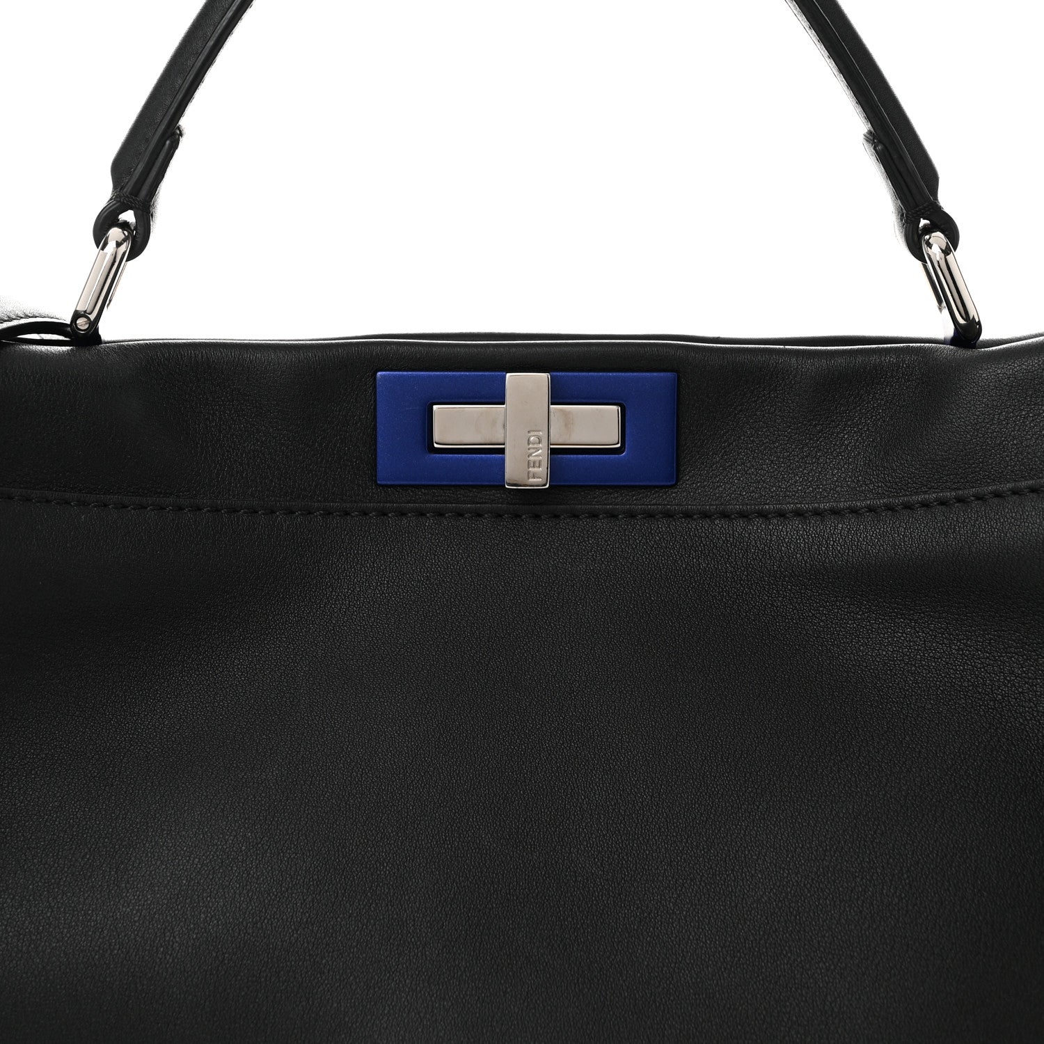 Fendi Vitello Dolce Shiny Nappa Large Peekaboo Iconic Satchel Black Camelia 9 of 12