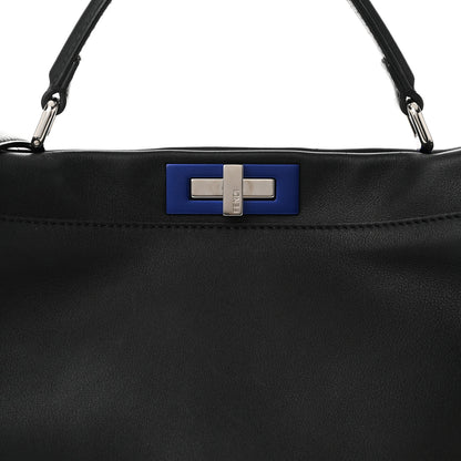 Fendi Vitello Dolce Shiny Nappa Large Peekaboo Iconic Satchel Black Camelia 9 of 12