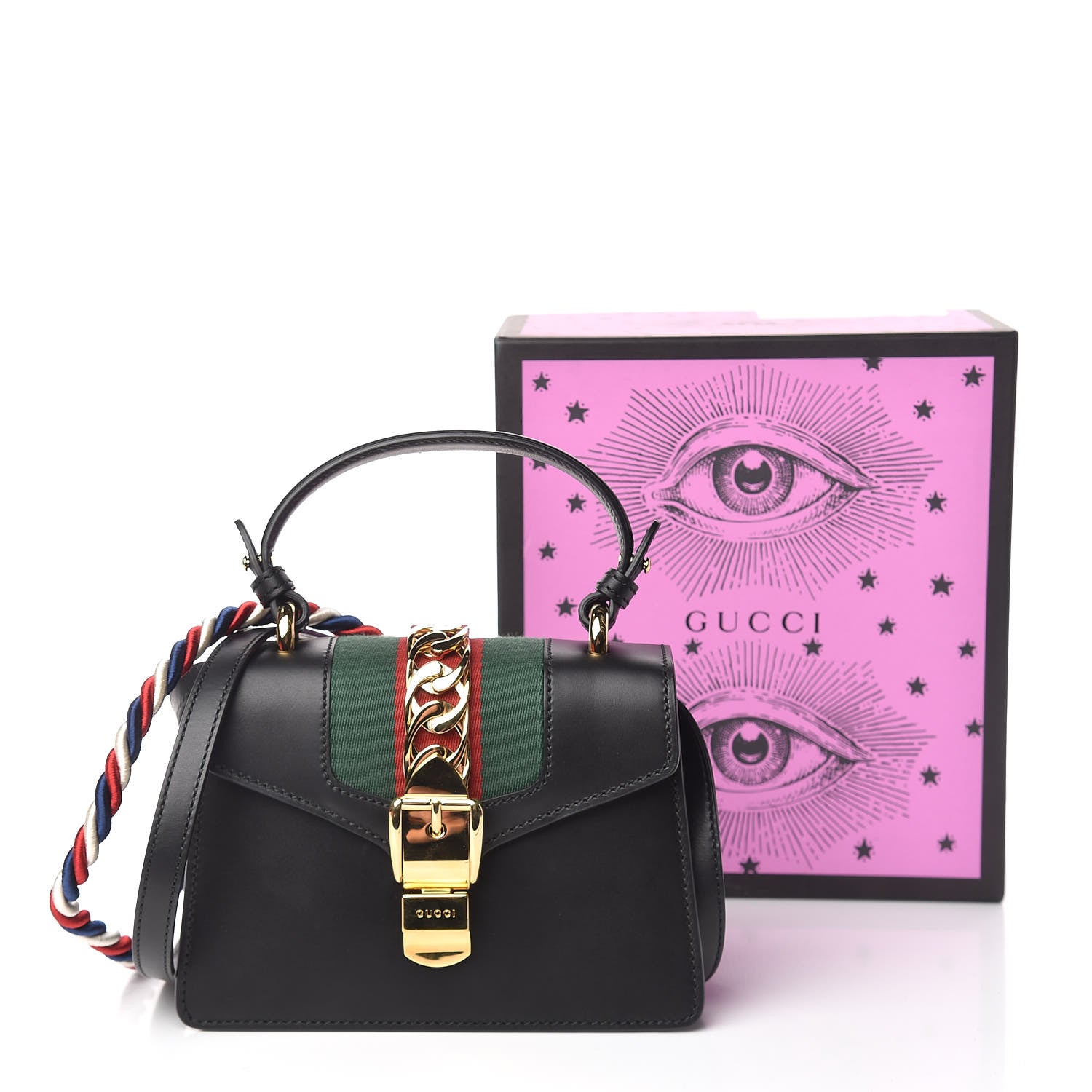 Gucci Calfskin Mini Sylvie Top Handle Bag Black 12 of 12