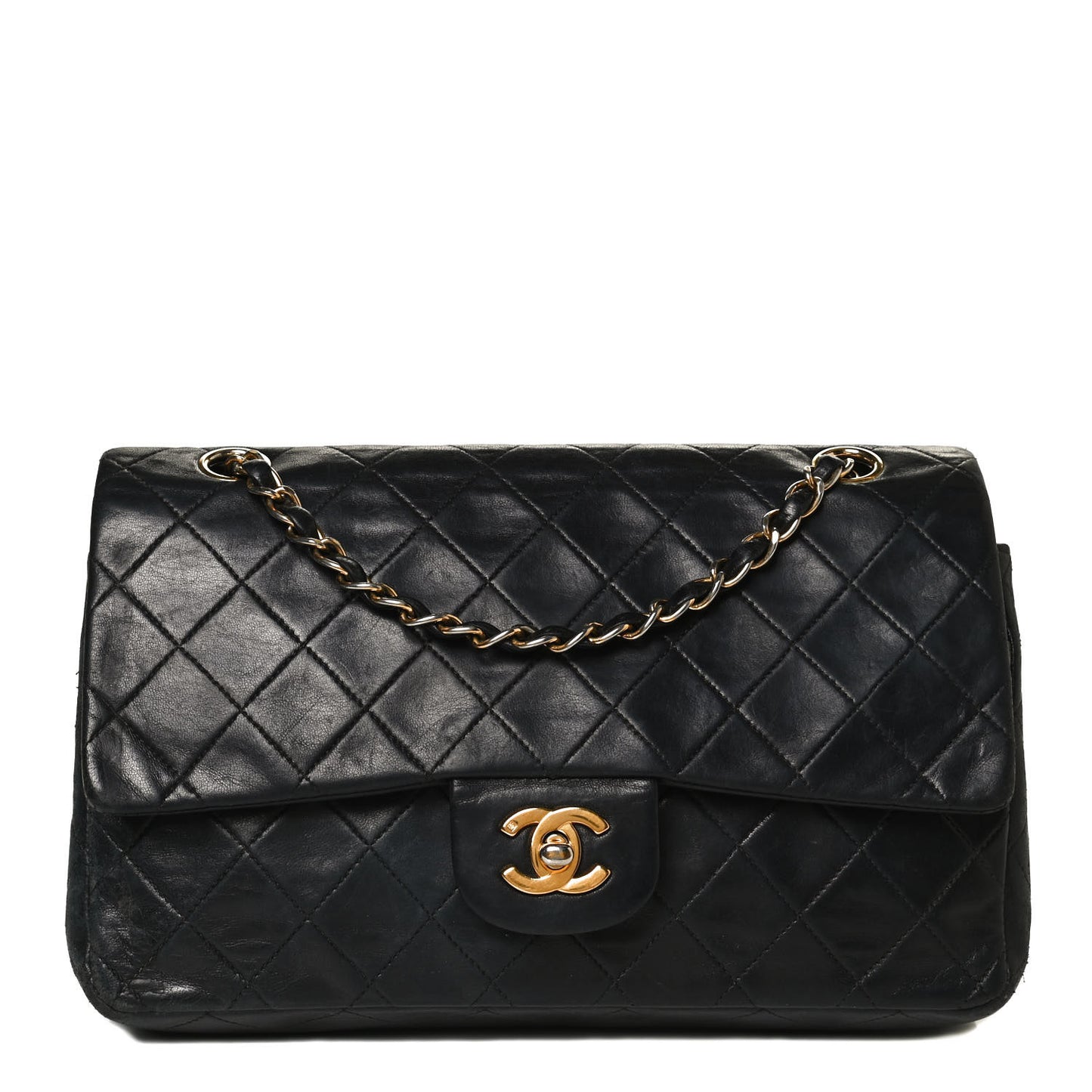 Lambskin Quilted Small Double Flap Black