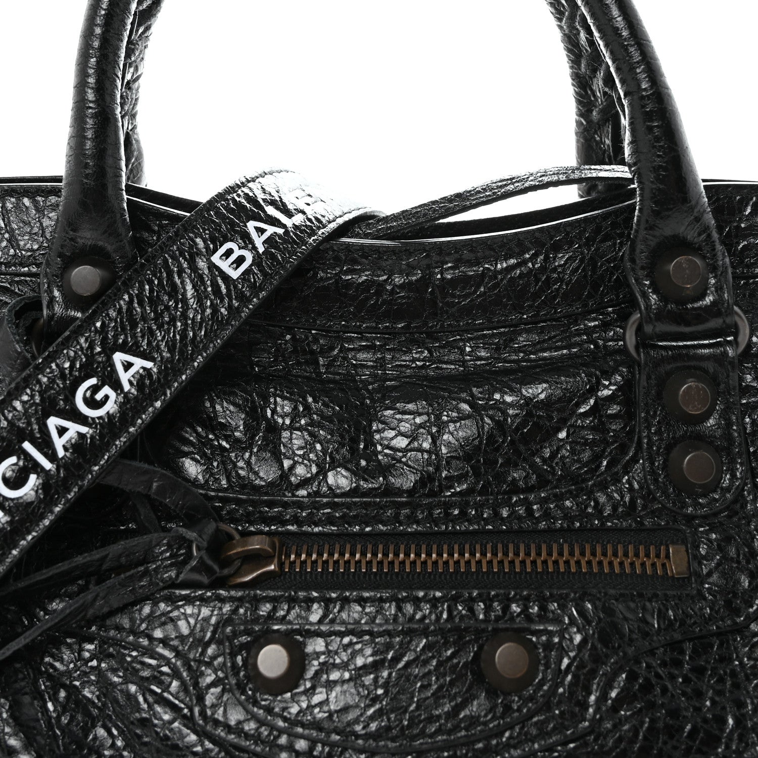 Balenciaga Agneau Classic Hardware S City Logo Strap Black White 8 of 10