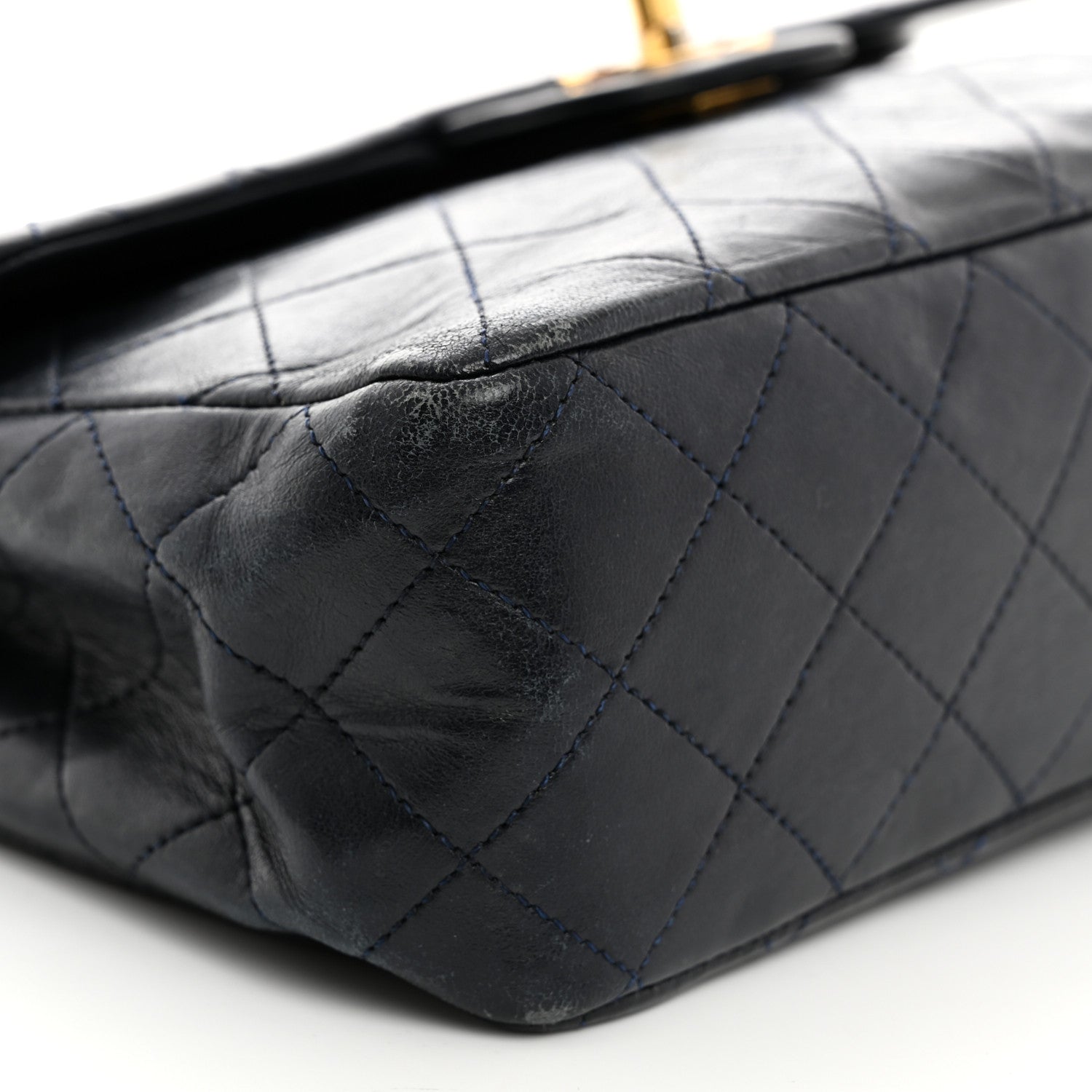 Chanel Lambskin Quilted Medium Double Flap Navy 9 of 13