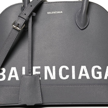 Balenciaga Signature Grained Calfskin Logo S Ville Top Handle Bag Gris Perle Fonce White 6 of 8