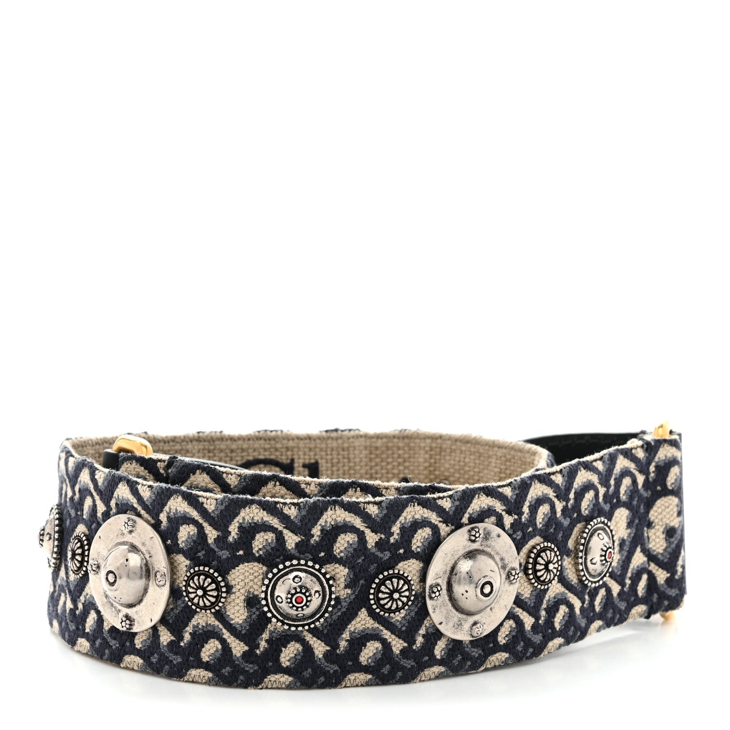 Christian Dior Oblique Studded Shoulder Strap Blue 2 of 5
