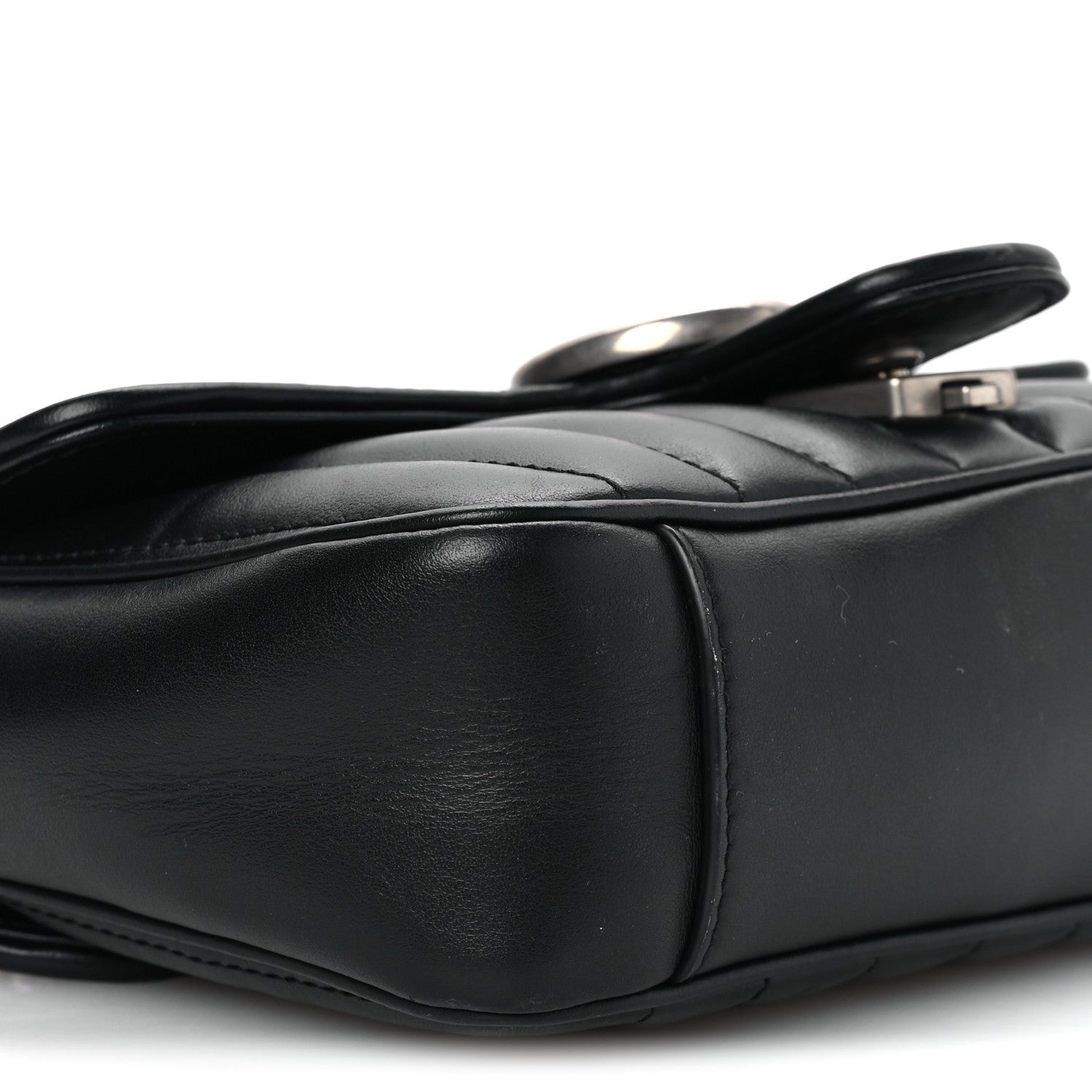 Gucci Calfskin Matelasse Aria Mini GG Marmont Shoulder Bag Black 9 of 10