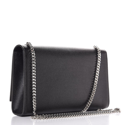 Saint Laurent Grain De Poudre Medium Classic Monogram Kate Satchel Black 3 of 8