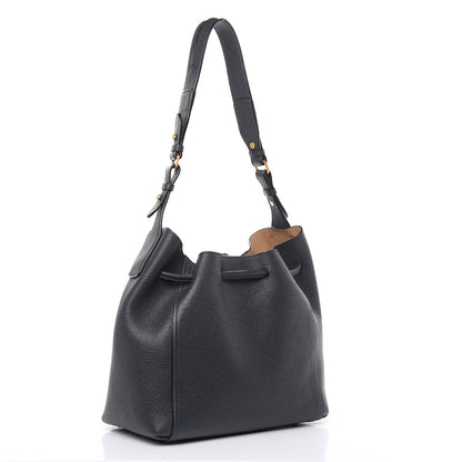 MCM Grained Calfskin Milla Drawstring Bucket Bag Phantom Gray 3 of 11