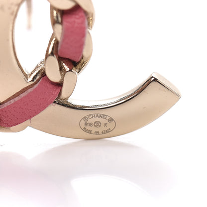 Chanel Crystal Baguette Lambskin Large CC Earrings Gold Pink 4 of 5