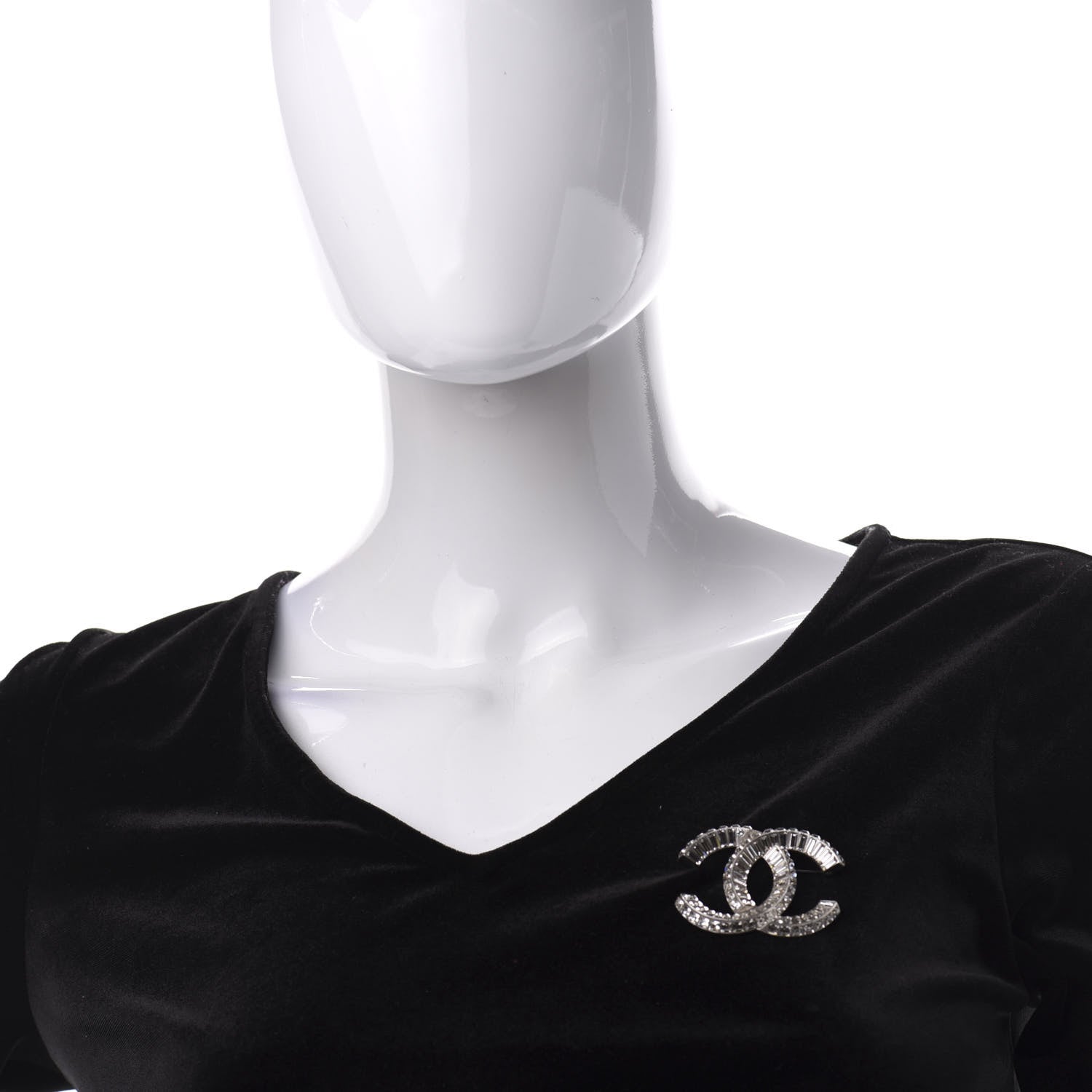 Chanel Baguette Crystal CC Brooch Silver 2 of 5