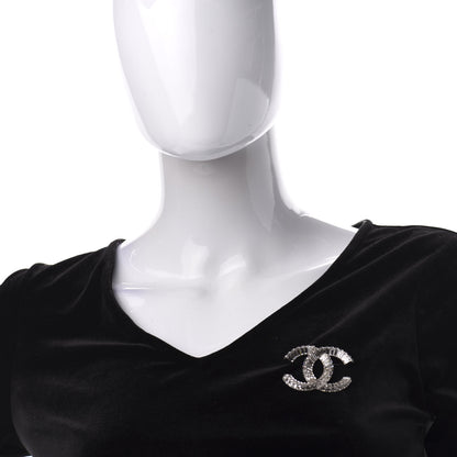 Chanel Baguette Crystal CC Brooch Silver 2 of 5