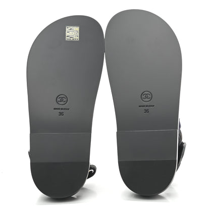 Chanel Denim Quilted Dad Sandals 36 Black Multicolor 5 of 8