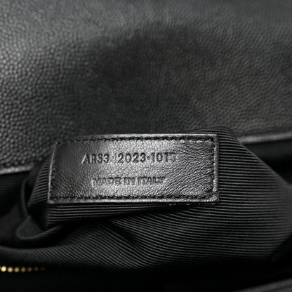 Saint Laurent Grain De Poudre Matelasse Chevron Large Monogram Satchel Black 7 of 11