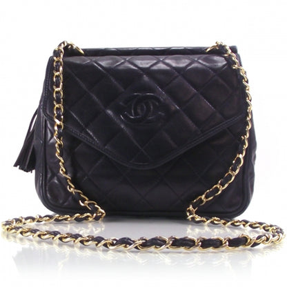 Chanel Vintage Quilted Envelope Tassel Bag Navy 1 of 12