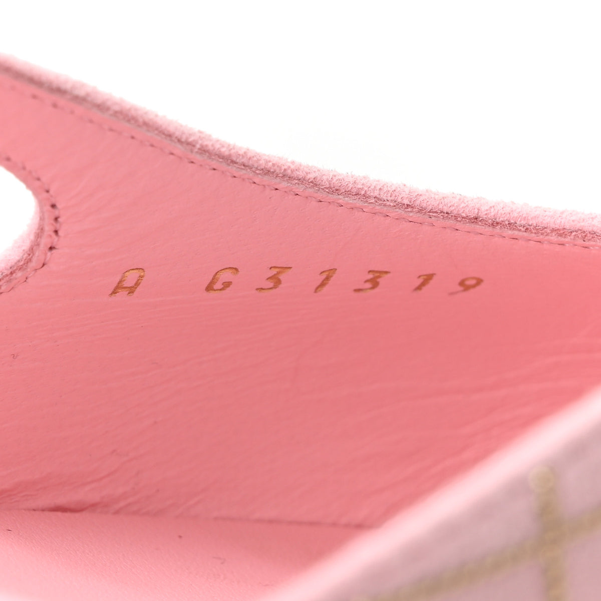 Suede Crystal Grosgrain Cap Toe CC Slingback Flats 39 Pink Gold Black