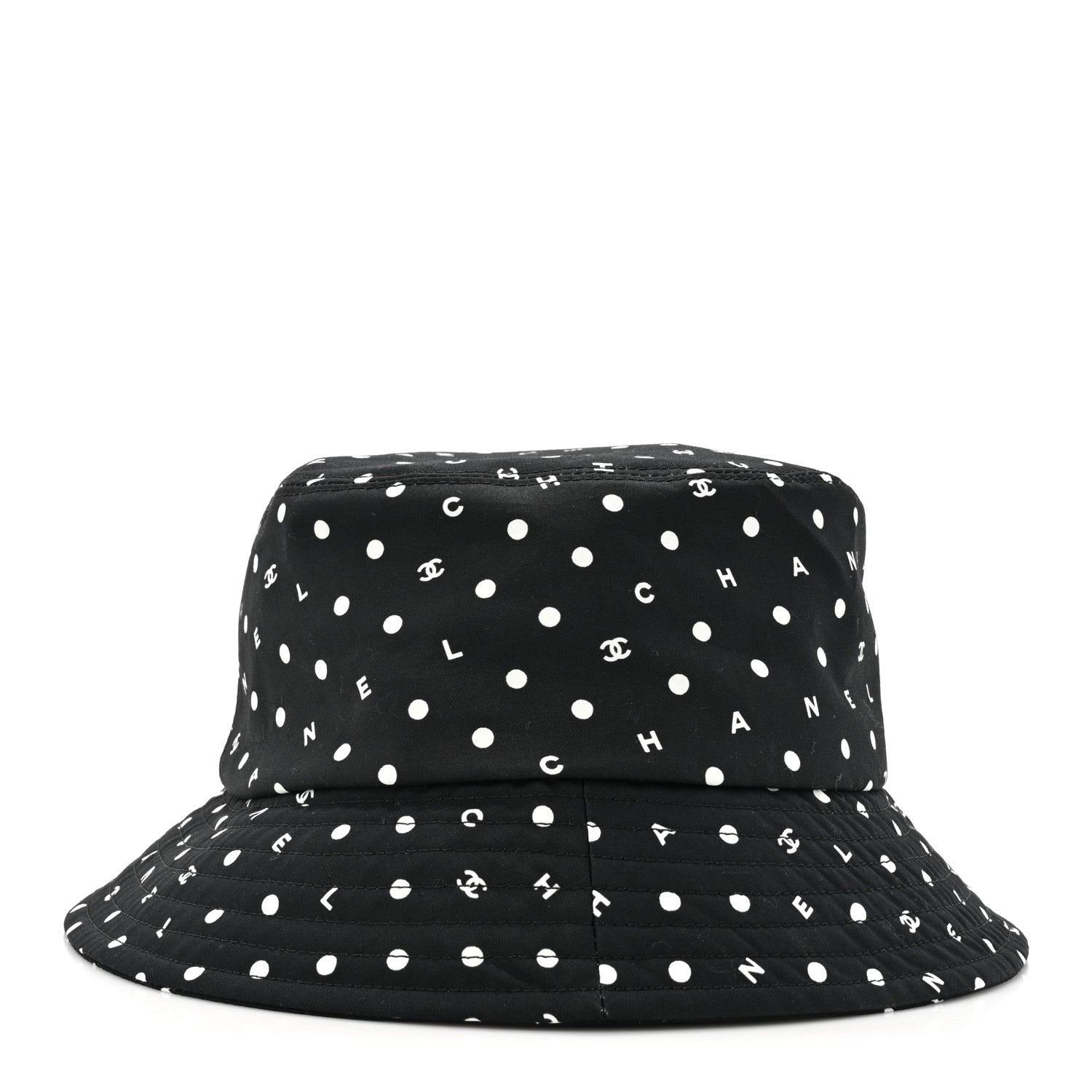 Chanel Cotton CC Polka Dot Bucket Hat L Black 4 of 8