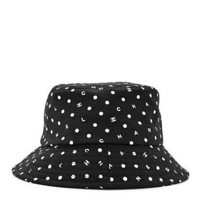 Chanel Cotton CC Polka Dot Bucket Hat L Black 4 of 8