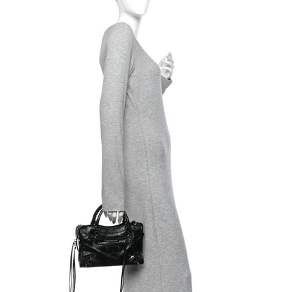 Balenciaga Agneau Classic Silver Hardware Mini City Black 2 of 10