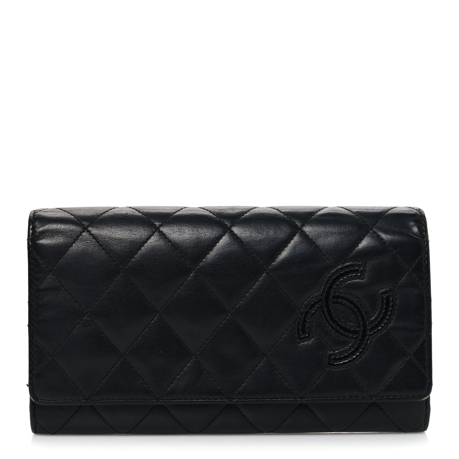 Chanel Calfskin Quilted Cambon Gusset Flap Wallet Black 1 of 9