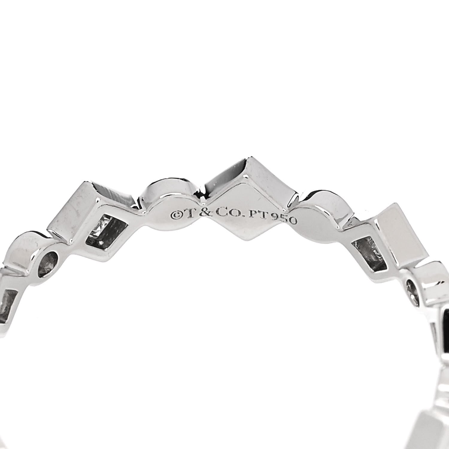 Tiffany Platinum Diamond Jazz Band Ring 48 4.5 4 of 5