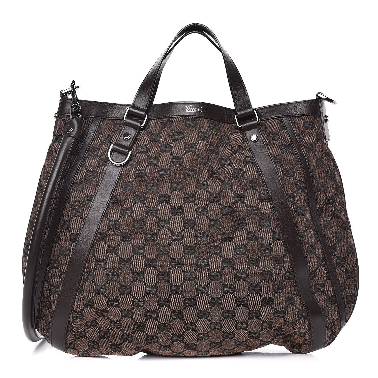 Gucci Monogram Medium Abbey Convertible Tote Dark Brown 1 of 9