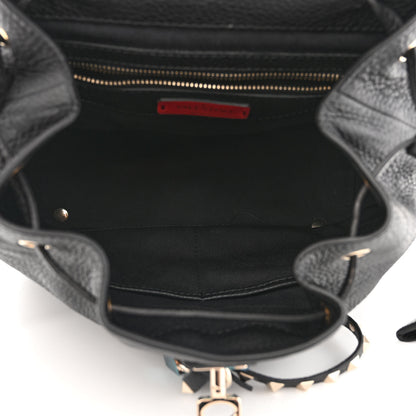 Valentino Garavani Pebbled Calfskin Rockstud Drawstring Backpack Black 5 of 10