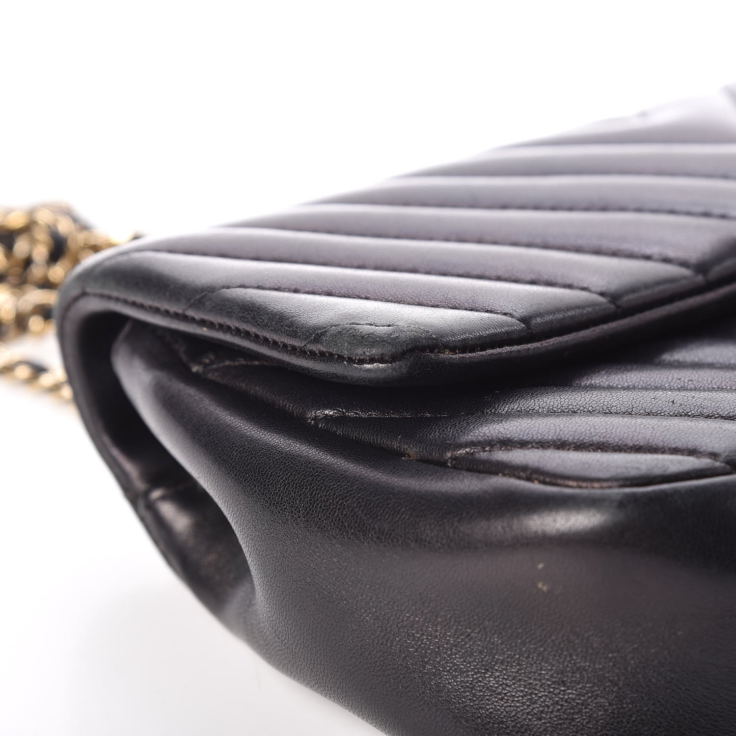 Lambskin Chevron Quilted Small Single Flap Black
